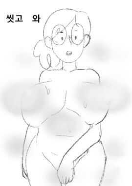 1girls artist_request breasts david's_mom david's_mom_(hilda) female glasses hair hilda_(series) mother netflix nipples rain12641