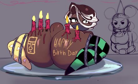 affogato_cookie ass big_ass big_butt birthday birthday_cake bondage cookie_run cookie_run_kingdom femboy feminine_male gagged khadhunter7 lezzy_(blackwhiplash) male massive_ass oc original original_character thick_ass thick_thighs tied_up
