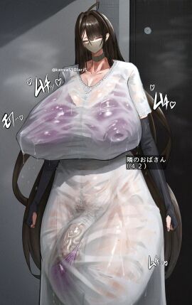 1futa big_breasts bra breasts breasts_bigger_than_head brown_hair bulge bulge_through_clothing canvassolaris choker clothed clothing futa_only futanari huge_breasts huge_cock human intersex light-skinned_futa light_skin mask mostly_clothed musk musk_clouds penis penis_bigger_than_head pubes pubic_hair see-through see-through_clothing solo standing sweat sweatdrop thick_thighs wet_clothes wide_hips