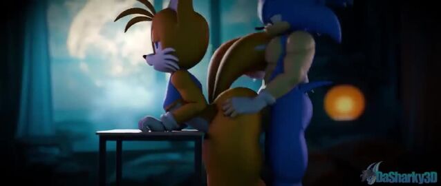 anal anal_sex anthro anthro_on_anthro anthro_penetrated anthro_penetrating anthro_penetrating_anthro balls bent_over big_butt bottom_heavy bouncing_butt dasharky3d femboy sega sonic_(series) sonic_the_hedgehog tagme tails_the_fox video