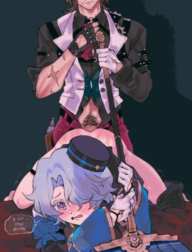 2boys 8989chu anal arched_back ass ass_up begging begging_to_stop blush crying doggy_style erection femboy gallagher_(honkai:_star_rail) gay girly handprint honkai:_star_rail male male_only misha_(honkai:_star_rail) open_mouth pleading pubic_hair questionable_consent spank_marks tagme top-down_bottom-up yaoi