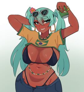 1girls ass big_ass big_breasts big_thighs bikini blush blush_lines blushing blushing_at_viewer brazil brazilian brazilian_female brazilian_miku breasts cyan_eyes cyan_hair daisy_dukes erogegaming_(twitter) female female_only hatsune_miku huge_ass huge_thighs jean_shorts latin_american_hatsune_miku_(meme) long_hair looking_at_viewer peace_sign pussy shorts smile solo tagme tan tan_body tan_line tan_lines tanline tanlines tanned tanned_body tanned_female tanned_skin thick_hips thick_thighs thighs twintails vocaloid