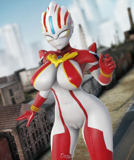 3d alien alien_girl alien_humanoid breasts building buildings dezaab female female_focus female_only giantess large_breasts original original_character pussy thick_thighs ultraman_(franchise) visible_pussy