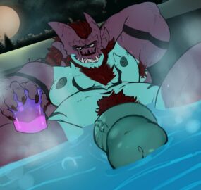 facial_hair gay hat male moon nipples sharp_teeth solo