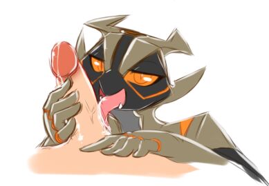 2016 anthro averyshadydolphin bedroom_eyes black_body bodily_fluids claudia_(averyshadydolphin) colored digital_drawing_(artwork) digital_media_(artwork) dragon duo female genital_fluids genitals grey_body holding_penis horn human licking male male/female mammal markings mythological_creature mythological_scalie mythology narrowed_eyes offscreen_male oral orange_eyes orange_sclera penile penis penis_lick precum scales scalie seductive sex tan_body tan_scales teeth_showing tongue unavailable_at_source