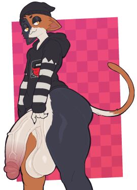 2025 analog_worm anthro balls beanie big_balls big_penis black_beanie black_body black_claws black_clothing black_eyebrows black_fur black_hat black_headwear black_hoodie black_topwear bottomless bottomless_anthro bottomless_male calico_cat cheek_tuft circumcised claws clothed clothing domestic_cat english_description epic_games eyebrows facial_tuft felid feline felis fortnite fur genitals half-closed_eyes hat headgear headwear hi_res hoodie humanoid_genitalia humanoid_penis male mammal meow_skulls meow_skulls_(fortnite) mouth_closed multicolored_body multicolored_fur narrowed_eyes orange_body orange_eyes orange_fur penis rule_63 saggy_balls solo standing tail thick_thighs topwear tuft vein veiny_penis white_body white_fur