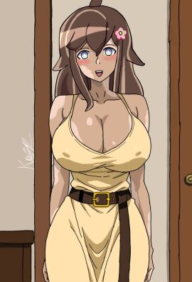 big_breasts breasts brown_hair clothed female freakin_kaizzer sfw tortieza virtual_youtuber vitiligo vtuber