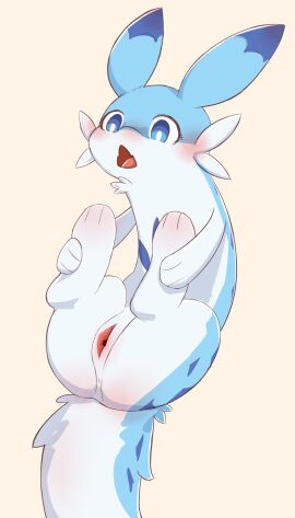 3_toes absurd_res anus bedroom_eyes blue_body blue_ears blue_eyes blue_fur blue_markings blue_tail blush blush_lines cheek_tuft chillet dragon ear_markings facial_tuft feathered_dragon feathers feet female feral front_view fur fur_tuft genitals grey_background happy hi_res humanoid_genitalia humanoid_pussy iris long_body long_tail looking_at_viewer lying markings multicolored_body multicolored_fur mythological_creature mythological_scalie mythology narrowed_eyes on_back open_mouth open_smile pal_(species) palworld paws pink_anus pink_pussy pink_tongue pocketpair presenting presenting_pussy pupils pussy quadruped scalie seductive simple_background smile snout solo tail teeth three-quarter_view toes tongue tuft two-tone_body two-tone_fur two-tone_tail white_body white_fur white_pupils white_tail wlllll