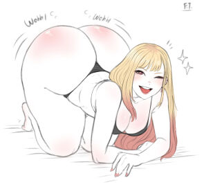 1girls ass female franktonius hyper hyper_ass kitagawa_marin looking_at_viewer smiling_at_viewer solo_female sono_bisque_doll_wa_koi_wo_suru tagme thick_thighs
