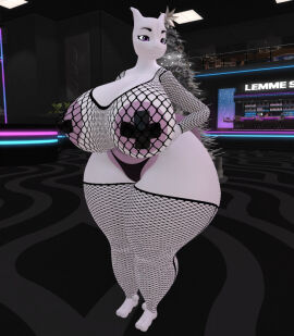 anthro areolae ass big_ass big_breasts breasts bubble_ass bubble_butt cleavage female ferialexonar fishnets furry huge_ass huge_breasts mewtwo nintendo pasties pokemon pokemon_(species) tagme thick_thighs wide_hips