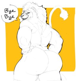 2024 absurd_res anthro ass big_ass digital_media_(artwork) disney english_text feild fur hair half-closed_eyes hands_on_hips hands_on_own_hips hi_res kiros lion looking_at_viewer looking_back male male_focus male_only mammal mane mufasa:_the_lion_king muscular muscular_anthro muscular_male narrowed_eyes orange_background pantherine portrait pose rear_view sharp_teeth simple_background solo speech_bubble standing sushiamazing tail teeth text the_lion_king thick_thighs three-quarter_portrait three-quarter_view tongue