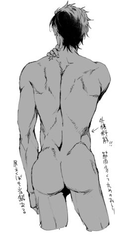 1boy back back_view black_hair joestar_birthmark jojo's_bizarre_adventure jotaro_kujo male male_only nude nude_male solo stardust_crusaders