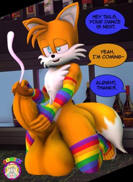 1boy 3d balls big_balls big_penis comic crossdressing cum femboy male male_only masturbation miles_tails_prower patreon_release penis rainbow rainbow_clothing rainbow_pride_colors rainbow_socks sandals sfm sonic_(series) speech_bubble tagme tails_the_fox theashsfm veiny_penis