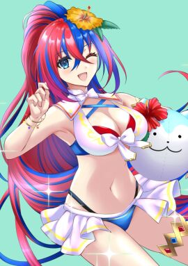 1girls alear_(female)_(seaside_dragon)_(fire_emblem) alear_(fire_emblem) alear_(fire_emblem)_(female) alternate_costume alternate_hairstyle bikini blue_bikini blue_eyes blue_hair blue_swimsuit breasts cleavage criss-cross_halter crossed_bangs female female_only fire_emblem fire_emblem_engage fire_emblem_heroes halterneck heterochromia kakiko210 large_breasts long_hair multicolored_bikini multicolored_clothes multicolored_hair multicolored_swimsuit navel nintendo official_alternate_costume official_alternate_hairstyle ponytail red_bikini red_eyes red_hair red_swimsuit solo sommie_(fire_emblem) split-color_hair swimsuit two-tone_hair very_long_hair white_bikini white_swimsuit