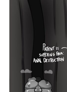 2d anus ass backsack balls ballsack big_ass bootydox curtains digital_media_(artwork) furry genitals hi_res male male_only monochrome no_visible_face rear_view simple_background solo text toony