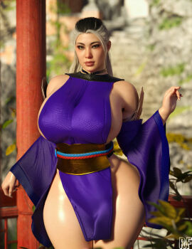 1girls 3d big_breasts breasts child_bearing_hips female huge_breasts kemono looking_at_viewer milf mortal_kombat mortal_kombat_1_(2023) rude_frog sindel thick_thighs