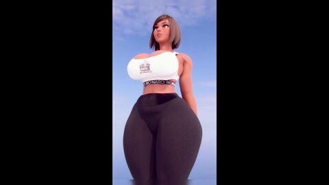 1girls 3d animated ass ass_expansion benevolent_bunny big_ass big_breasts big_hips bob_cut breast_expansion breasts clothed clothing female hips huge_ass sky sound sweatpants tagme thick_thighs thigh_expansion video