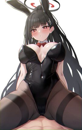 1boy 1girls ass_visible_through_thighs big_breasts blue_archive breasts curvaceous curvy curvy_female female female_focus halo hi_res highres huge_breasts large_breasts light-skinned_female light-skinned_male light_skin long_hair male male_pov mijikayo millennium_science_school_student pov rio_(blue_archive) seminar_(blue_archive) slim_waist thick_thighs thighs wide_hips