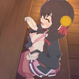 1boy 1girls amplected big_breasts big_butt big_penis blowjob brown_hair cum_in_mouth cum_in_pussy cute_face female female_penetrated hair_ornament kono_subarashii_sekai_ni_shukufuku_wo! male paizuri pink_nipples red_eyes sex_from_behind tagme video yunyun_(konosuba)