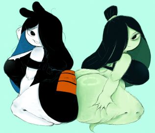 2girls ass ass_focus ass_grab ass_to_ass big_ass big_butt fat_ass fat_butt fat_butt_february female female_focus female_only grabbing_ass grabbing_own_ass nemora_(roockrt) oc original_character ramone_(roockrt) roockrt spinarooz tagme tagme_(character)