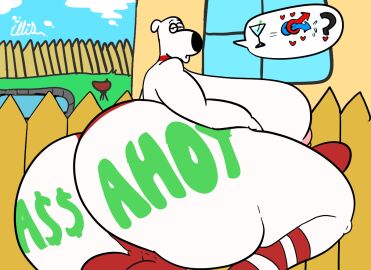 anthro ass backyard balls big_ass big_balls big_breasts big_butt big_penis breasts brian_griffin bulge butt_tattoo canid canine canis clothing collar domestic_dog erection family_guy fence fur futanari genitals grass grill half-closed_eyes huge_ass huge_balls huge_breasts huge_butt huge_cock hyper hyper_ass hyper_breasts hyper_butt illis intersex leggings legwear looking_at_viewer looking_back male mammal narrowed_eyes pattern_clothing pattern_leggings pattern_legwear penis plant pool red_collar requesting sex_request solo speech_bubble striped_clothing striped_leggings striped_legwear stripes tattoo thick_thighs what white_body white_fur window