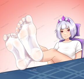 amaya_stars character_request clothing feet feet_focus female female_focus female_only foot_fetish short_hair stockings tagme white_hair