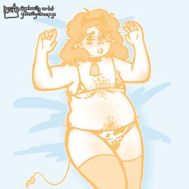 bovine chubby chubby_male collar colored_sketch cow_print cow_print_bikini elliot_(forsaken) fat_male fat_rolls forsaken_(roblox) laying_on_back laying_on_bed male pinup_pose robloxian self_upload sketch thick_thighs thighhighs