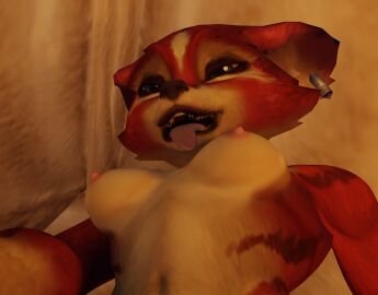 1girls 3d anthro blizzard_entertainment breasts female female_only kingofdracthyr naked naked_female nipples no_visible_genitalia solo tongue tongue_out vulpera vulpera_female warcraft world_of_warcraft
