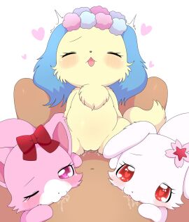 accessory anthro anthro_penetrated azuo blush canid canine canis domestic_cat domestic_dog felid feline felis female female_penetrated flower flower_in_hair fur garnet_(jewelpet) genitals group hair hair_accessory hair_ribbon heart_eyes heart_symbol hi_res human human_on_anthro human_penetrating human_penetrating_anthro interspecies jewelpet jewelpet_(species) lagomorph leporid licking male male/female male_penetrating male_penetrating_female mammal neck_tuft penetration penile penile_penetration penis penis_in_pussy persian_cat pink_body pink_eyes pink_fur plant pussy rabbit red_eyes ribbons ruby_(jewelpet) sanrio sapphie_(jewelpet) semi-anthro sex simple_background tongue tuft vaginal_penetration white_background white_body white_fur yellow_body yellow_fur