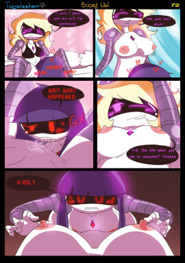 2024 2d 2girls big_breasts blonde_hair blush boozy_uzi bra breasts comic cunnilingus dialogue doll_(murder_drones) english english_text female female_only glitch_productions heart lesbian lesbian_sex lesbians lizzy_(murder_drones) mob_face multiple_females multiple_girls murder_drones nipples page_72 purple_hair pussy robot robot_girl russian speech_bubble toyslasher undressing white_body worker_drone yuri