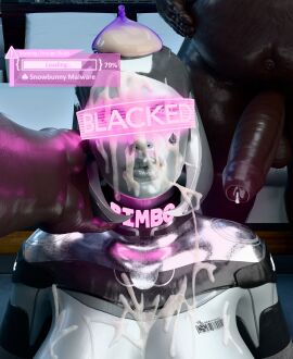 1girls 2boys 3d android bimbo bimbofication bioware blender breast_tattoo breasts bukkake cock completely_nude condom condom_balloon corruption cum cum_on_face dark-skinned_male dark_skin edi electronic_arts english_text facial fat_male female foreskin game_ui group huge_cock interracial male mass_effect multiple_boys multiple_males nude penis queen_of_spades robot robot_girl skyebunny tattoo text uncircumcised unseen_male_face