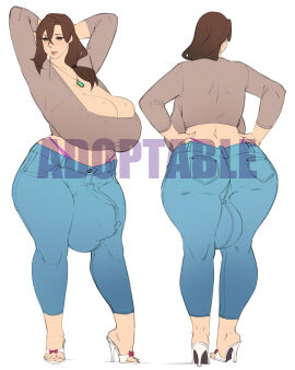 1futa adoptable balls big_breasts big_penis blush breasts brown_hair bulge busty cleavage clothed clothing female flaccid futa_milf futa_only futanari hand_behind_head hand_on_hip high_heels huge_balls huge_breasts huge_cock human hung hung_futa intersex jeans karasuart07 large_breasts light-skinned_futa light_skin long_hair massive_breasts milf necklace original_character pants penis sketch solo standing thick thick_thighs thighs