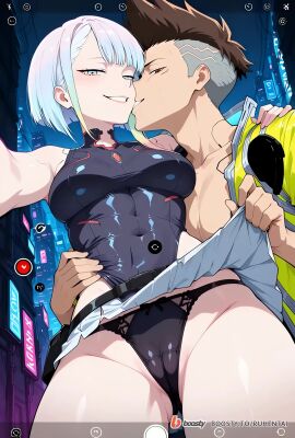 1girl1boy ai_generated cheating cheating_girlfriend covered_nipples cyberpunk cyberpunk:_edgerunners cyberpunk_2077 cyberpunk_clothes cyberpunk_girl david_martinez_(edgerunners) dirty_talk female from_below kissing looking_at_another looking_at_partner looking_at_viewer lucyna_kushinada medium_breasts naughty naughty_face naughty_girl naughty_smile neon netorare nsfw ntr outfit pose seductive seductive_body seductive_expression seductive_eyes seductive_female seductive_look seductive_mouth seductive_pose seductive_smile sexy sexy_armpits sexy_body sexy_clothing sexy_dress sexy_female sexy_pose short_hair skirt skirt_lift skirt_up stream streamer streaming sweat sweaty sweaty_body tagme video voice voice_acted