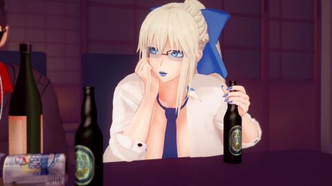 3d beryl_gut blue_eyes cheating cheating_wife cuckold fate/grand_order fate_(series) glasses huge_ass huge_breasts koikatsu micro_bikini morgan_le_fay_(fate) no_sound stealth_sex tagme video white_hair