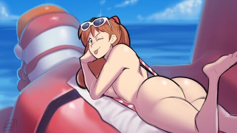 1girls 2560x1440 2d 2d_(artwork) >:p artist_logo artist_signature ass ass_focus asuka_langley_sohryu back background bare_arms bare_legs bare_midriff bare_shoulders bare_thighs barefoot big_breasts bikini blue_eyes blue_sky bow bowtie breasts breasts_visible_through_clothing bubble_ass bubble_butt closed_mouth closed_smile cloud clouds cloudscape cloudy_sky color colored curvaceous curvy curvy_female curvy_figure digital_drawing_(artwork) digital_media_(artwork) ears eyebrows eyelashes fat fat_ass feet feet_up female female_focus female_only ginger ginger_hair hand_under_chin head_on_hand headwear hi_res high_resolution highres light-skinned_female light_skin long_hair looking_at_viewer lying lying_on_stomach lying_on_towel mostly_nude mouth_closed neon_genesis_evangelion no_visible_genitalia one_eye_closed one_foot_raised orange_hair outdoors outside partially_clothed red_bow redhead sea seascape shiny_skin side_view sideboob sky smile smiling smiling_at_viewer solo solo_female solo_focus striped_topwear stripes sunglasses sunglasses_on_head swimsuit teenage_female teenager tongue tongue_out towel water watermark white_sunglasses wink winking_at_viewer zestysauce
