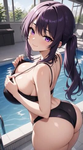 1girls ai_generated ai_generated_background amira_zunes anime anime_girl anime_style ass big_ass big_booty big_breasts big_butt big_titties bikini bikini_bottom bikini_top bikini_top_removed bra_pull bra_pulled_up breasts civitai dripping_pussy female flashing flashing_bra flashing_breasts flashing_nipple from_behind from_behind_position original_character ponytail pool purple_eyes purple_hair pussy seductive seductive_eyes seductive_look seductive_smile tagme talkie-ai thick_thighs thighs thinfal titties vagina video wet_pussy