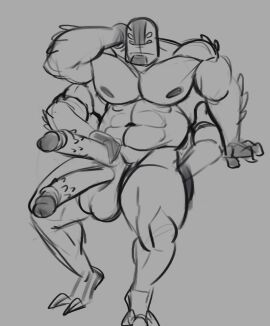 2_penises 4_arms alien anthro balls ben_10 big_pecs boner cartoon_network daichi_akimichi diphallia diphallism erection fourarms genitals male male_only monochrome multi_arm multi_genitalia multi_limb multi_penis muscular muscular_male nude nude_male pecs penis solo spiked_penis spikes spikes_(anatomy) tetramand