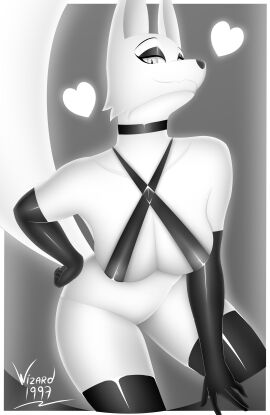 absurd_res anthro breasts canid canine clothing diane_foxington dreamworks female fox genitals hi_res legwear mammal nude pose pussy solo stockings tail the_bad_guys wizard1997