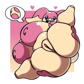 1girls areolae ass audino big_ass blue_eyes breasts chubby chubby_female completely_nude egg fat female female_only game_freak gigantic_breasts heart hi_res huge_areolae huge_ass huge_breasts labia looking_at_viewer lying nintendo nipples nsfwoaf nub_feet nude nude_female on_side open_mouth pink_body pink_fur pokemon pokemon_(species) presenting presenting_pussy pussy self_upload shortstack simple_background solo speech_bubble spread_legs tan_body tan_fur thick_thighs two-tone_body two-tone_fur