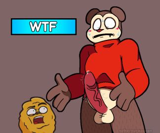 alternate_version_available anthro blush blush_lines blushing brown_fur chicken_nugget erect_penis erected_penis erection exposed_penis gegagedigedagedago half-dressed half_naked haplorhine male markings markings_(fur) max_(max_design_pro) max_design_pro meme monkey monkey_boy monkey_humanoid mouth_open mouth_watering no_pants nugget nugget_(max_design_pro) penis precum primate red_nose red_sweater roblox_face self_upload shocked showing showing_off showing_penis simple_background sohornyraccoon surprised sweat sweatdrop sweater watermark what youtube youtube_shorts