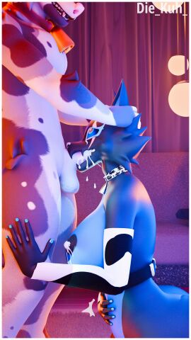 1boy 1girls big_breasts big_penis blowjob breasts cum cum_in_mouth cum_inside cumflation deepthroat die_kuh dominant_male female fortnite furry highres highwire_(fortnite) lactation male pack_leader_highwire penis