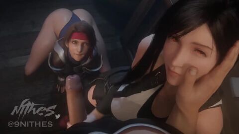 1boy 2girls 3d animated big_breasts caressing_face cum_in_mouth cum_on_face faceless_male final_fantasy_vii final_fantasy_vii_remake handjob huge_ass jessie_rasberry longer_than_10_seconds looking_at_viewer nithes pov shorter_than_30_seconds tagme tifa_lockhart video