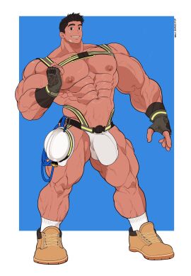 abs bara biceps big_bulge bulge male male_nipples male_only masculine_male muscular muscular_male nipples pecs penis penis_outline ten_g89 underwear yaoi