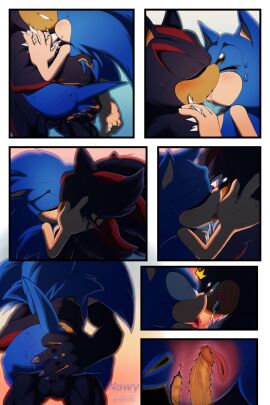 2022 2:3 anal anal_fingering anthro anus artist_name ass ass_grab bed bedroom biped black_body black_fur black_nose blue_body blue_fur blush blush_lines bodily_fluids butt_grab chest_tuft closed_eyes comic countershade_fur countershading cuntboy cuntboy/male digital_drawing_(artwork) digital_media_(artwork) dripping duo erection eulipotyphlan fingering french_kissing fur furniture genitals green_eyes hand_on_ass hand_on_butt hedgehog hi_res hug hugging_another hugging_partner humanoid_genitalia humanoid_hands humanoid_penis inside internal internal_vaginal intersex intersex/male kissing looking_at_another looking_pleasured lying making_out male male/cuntboy mammal morning morning_sex multicolored_body multicolored_fur muscular muscular_anthro muscular_male nowykowski7 nude nude_anthro nude_male on_back on_bed open_mouth open_smile penetration penile penile_penetration penis pussy quills_(anatomy) red_body red_eyes red_fur relationship romantic rule_63 saliva saliva_drip saliva_string sega shaded shadow_the_hedgehog smile sonic_(series) sonic_the_hedgehog sonic_the_hedgehog_(series) sweat tan_arms tan_body tan_countershading tan_fur tan_inner_ear text tongue tongue_out tuft vaginal_penetration vein veiny_penis