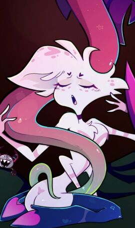 4_arms angel_dust_(hazbin_hotel) anthro background_character boots boots_only gay hazbin hazbin_hotel male multi_arm multi_limb spider tagme tentacle thigh_high_boots vivienne_medrano vivziepop