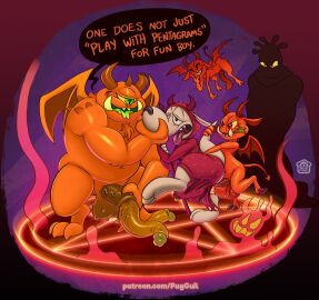 2020 anal anal_sex anthro anthro_penetrated ass balls big_balls big_penis demon demon_humanoid dialogue english_text fur genitals group hi_res horn huge_balls huge_cock humanoid humanoid_on_anthro humanoid_penetrating humanoid_penetrating_anthro macropod male male/male male_penetrated male_penetrating male_penetrating_male mammal marsupial membrane_(anatomy) membranous_wings nickelodeon open_mouth open_smile penetration penile penile_penetration penis penis_in_ass puggy red_body ritual rocko's_modern_life rocko_rama sex smile spade_tail tail tan_body tan_fur text tongue tongue_out wallaby wings