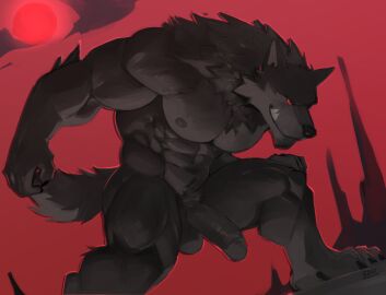 2025 abs anthro areola artist_name balls bara biped canid canine canis chest_tuft cloud detailed_background feet fingers fur furry genitals glans grey_areola grey_body grey_fur grey_nipples half-erect hi_res humanoid_feet humanoid_genitalia humanoid_hands humanoid_penis looking_at_viewer low-angle_view male mammal moon muscular muscular_anthro muscular_arms muscular_legs muscular_male mythological_canine mythological_creature mythology navel nipples nude nude_anthro nude_male outside pecs penis pinup plantigrade pose pubes radcanine red_eyes red_moon red_theme shaded solo standing tail text three-quarter_view toes tuft werecanid werecanine werecreature werewolf wolf yaoi