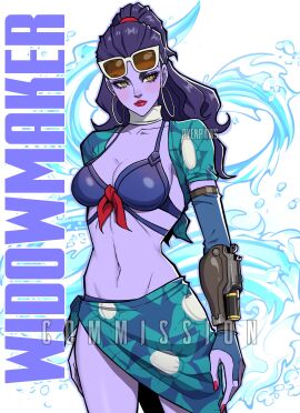 breasts female female_only overwatch oyenpaws solo solo_female swimsuit widowmaker