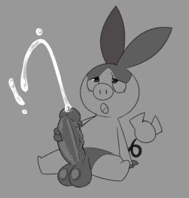 anthro balls bfad big_penis bodily_fluids cum ejaculation generation_5_pokemon genital_fluids genitals hotlink_(nylonheretic) looking_up male masturbation monochrome nilonhole nintendo nylonheretic open_mouth penis pig_nose pokemon pokemon_(species) sitting small_but_hung solo tepig vein veiny_penis