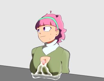 1girls autopaizuri autopaizuri_under_clothes big_breasts big_penis boob_window breasts cleavage_cutout clothed clothing cum cum_on_breasts cum_on_own_breasts embarrassed english_text erection female female_only huge_cock human light-skinned_female light_skin male mina_(rippledvoice) mostly_clothed original original_character penis pink_hair purple_eyes rippledvoice self_upload sitting solo sweat text wavy_mouth